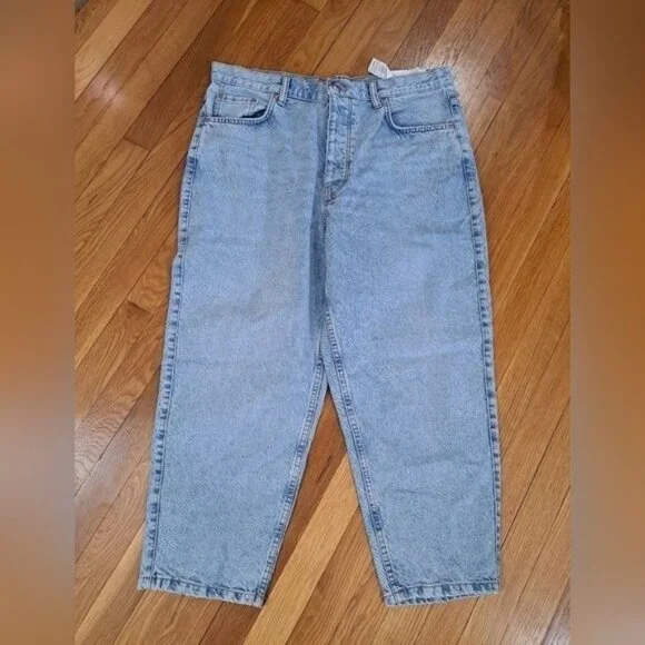 New Zara Women's Size 36 Straight Tapered Denim Jeans Light Wash Cotton Tag - Picture 2 of 12